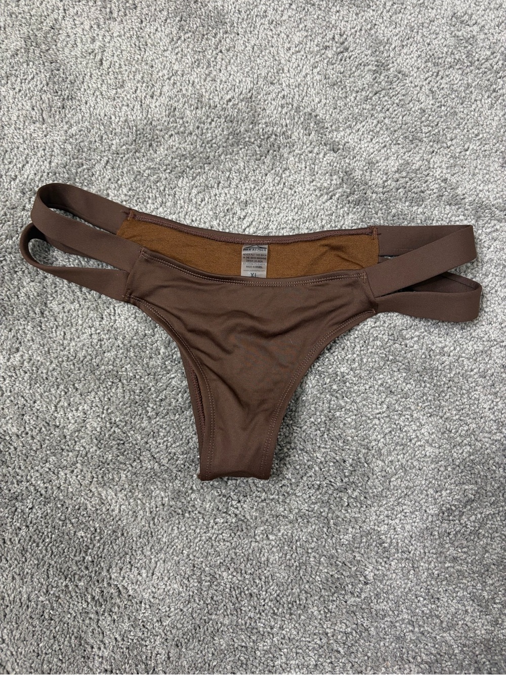 NEW Pakaloha Kailua Brown Double-Strap Bikini Bottom cheeky Hawaii brand